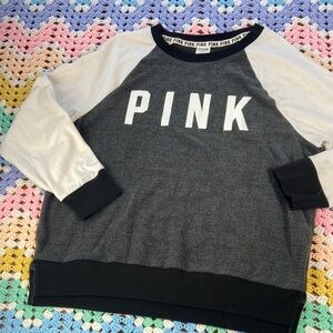 Women’s PINK Victoria's Secret flannel fuzzy Sweatshirt Black Gray medium